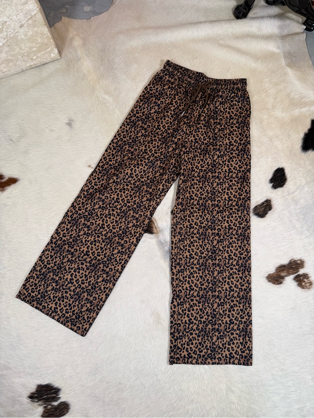 Leopard Print Wide Leg Lounge Pants Size Medium Y2K Coquette